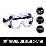 3M Goggle Chemical Splash, 91252H1-DC-14, Black Strap, Clear Lens - 7100159245