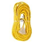 Ilsco OC1001233T - Extension Cord 100ft SJTW Yellow 12/3 Lighted End Triple Tap