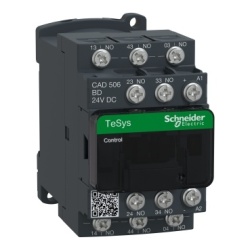 Schneider Electric CAD506BL Control relay, TeSys Deca, 5NO, <= 690V, 24VDC low consumption coil, Lugs-ring terminals