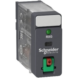 Schneider Electric RXG12E7 Relay Plug-In-Electromagnetic - 10A, 1CO, with LED, lockable test but to n, 48V AC