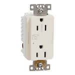 Schneider Electric SQR44102LAZ - Socket-outlet, X Series, Z-Wave Plus energy monitoring, 15A, 125V, tamper resistant, matte finish, light almond