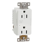 Schneider Electric SQR44102WHZ - Socket-outlet, X Series, Z-Wave Plus energy monitoring, 15A, 125V, tamper resistant, matte finish, white