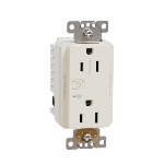 Schneider Electric SQR441U1LAW - Socket-outlet, X Series, 15A, decorator, tamper resistant, WiFi connected, light almond, matte finish