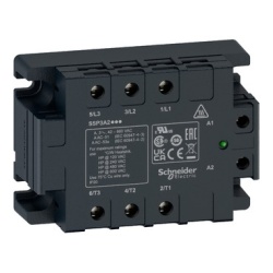 Schneider Electric SSP3A250B7T Solid State Relay - 50A, panel mount, zero voltage switching, thermal pad, input 18 to 36V AC, output 42 to 660V AC