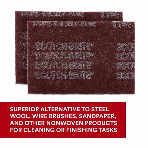 3M 7000000728 - 3M Scotch-Brite™ Hand Pad 7447, HP-HP, A/O Very Fine, Maroon, 6 in x 9 in