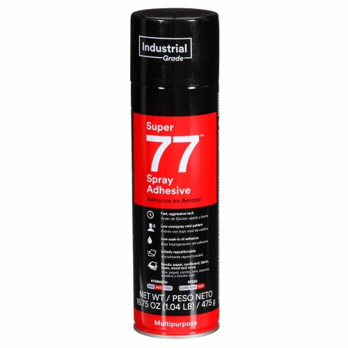 3M 7000028592 - 3M Super 77™ Classic Spray Adhesive, Clear, 24 fl oz Can (Net Wt 16.5 oz)
