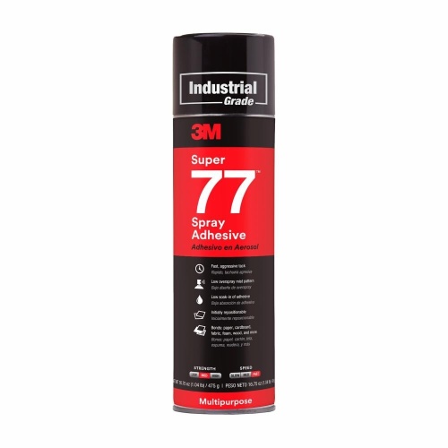 3M 7000028592 - 3M Super 77™ Classic Spray Adhesive, Clear, 24 fl oz Can (Net Wt 16.5 oz)