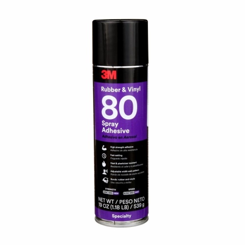 3M 7000028604 - 3M Rubber and Vinyl Spray Adhesive 80, Yellow, 24 fl oz Can (Net Wt 19 oz)
