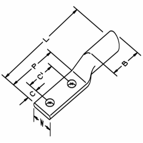 3M 7000031410 - Scotchlok™ Copper Two Hole Long Barrel Lug 31172, up to 35 kV, 750 kcmil, Black