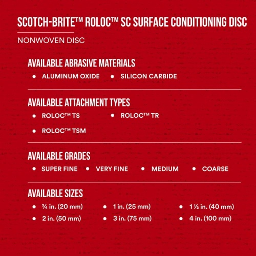 3M 7000120992 - 3M Scotch-Brite™ Roloc™ Surface Conditioning Disc, SC-DM, A/O Coarse, TSM, 2 in