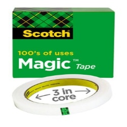 3M Scotch Transparent Tape, 3 Core, 0.75 x 2592