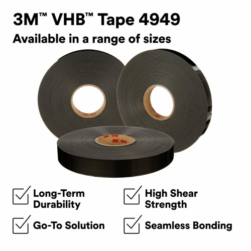 3M 7010292658 - 3M VHB™ Tape 4949, Black, 48 in x 36 yd, 45 mil