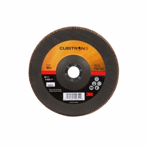 3M 7010300291 - 3M Cubitron™ II Flap Disc 967A, 80+, T29, 7 in x 7/8 in, Giant