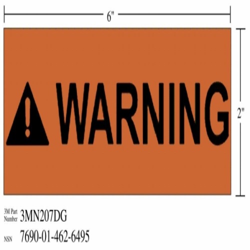 3M 7010302553 - 3M Diamond Grade™ Safety Sign 3MN207DG, "WARNING", 6 in x 2 in