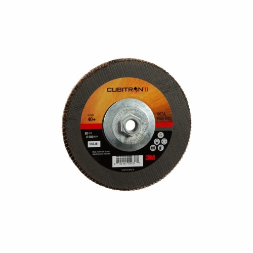 3M 7010308946 - 3M Cubitron™ II Flap Disc 967A, 40+, T27 Quick Change, 7 in x 5/8"-11, Giant