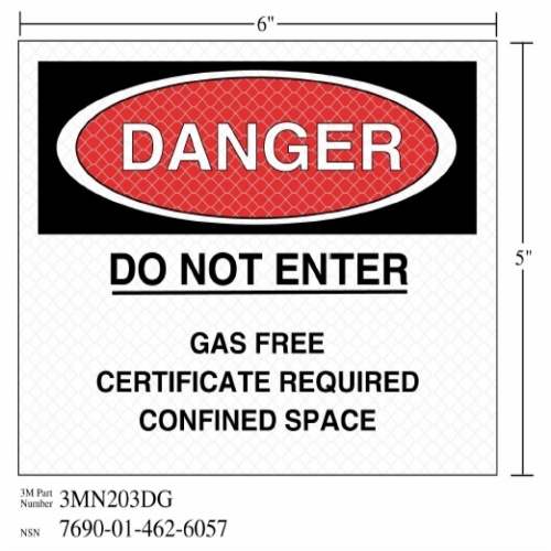 3M 7010317784 - 3M Diamond Grade™ Safety Sign 3MN203DG, "DANGER…SPACE", 6 in x 5 in