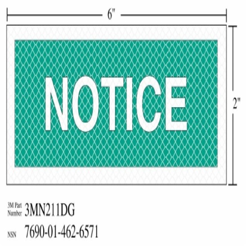 3M 7010317785 - 3M Diamond Grade™ Safety Sign 3MN211DG, "NOTICE", 6 in x 2 in