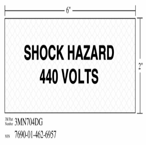3M 7010317790 - 3M Diamond Grade™ Electrical Sign 3MN704DG, "SHOCK…VOLTS (WHT)", 5 in x 2 in