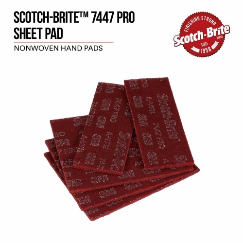 3M 7010329861 - 3M Scotch-Brite™ 7447 Pro Sheet Pad, PO-SH, A/O Very Fine, Maroon, 3-2/3 in x 9 in