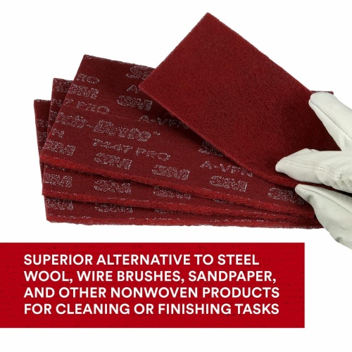 3M 7010329861 - 3M Scotch-Brite™ 7447 Pro Sheet Pad, PO-SH, A/O Very Fine, Maroon, 3-2/3 in x 9 in