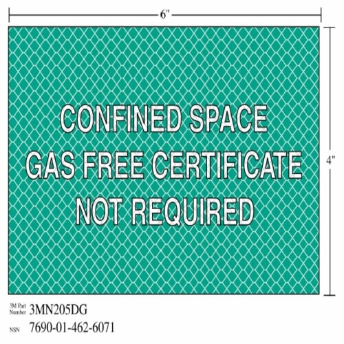 3M 7010343549 - 3M Diamond Grade™ Safety Sign 3MN205DG, "GAS FREE…SPACE", 6 in x 4 in