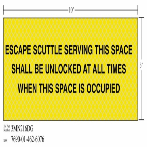3M 7010343552 - 3M Diamond Grade™ Safety Sign 3MN216DG, "ESCAPE…OCCUPIED", 10 in x 3 in