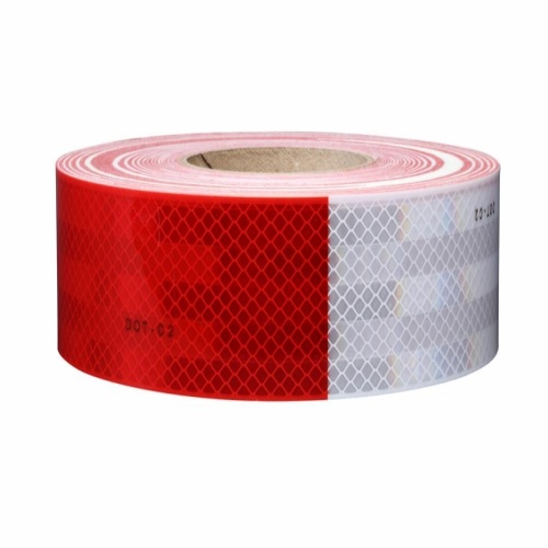 3M 7010345023 - 3M Diamond Grade™ Conspicuity Marking 983-32 Red/White, 25001444 Wabash Logo, 2 in x 50 yd, Kiss Cut every 36 and 18 in