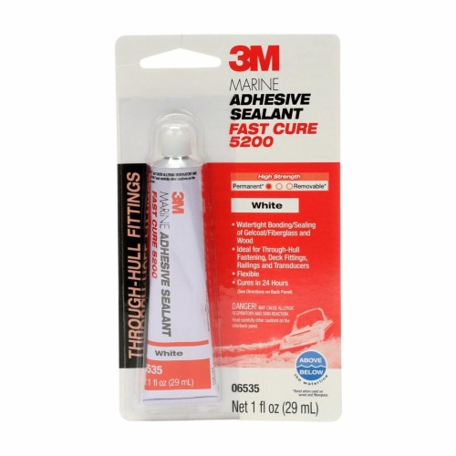 3M 7010367674 - 3M Marine Adhesive Sealant 5200FC, Fast Cure, White, 1 oz Tube