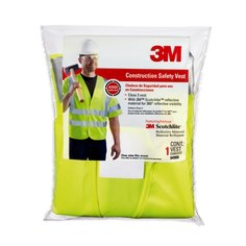 3M 7010377619 - 3M Hi-Viz Vest, Class 3, Short Sleeve, 94900-80030, Yellow