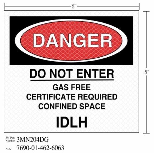 3M 7010389827 - 3M Diamond Grade™ Safety Sign 3MN204DG, "DANGER…IDHL", 6 in x 5 in