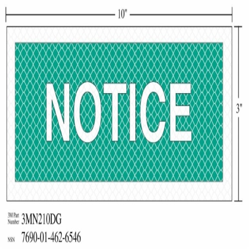 3M 7010389830 - 3M Diamond Grade™ Safety Sign 3MN210DG, "NOTICE", 10 in x 3 in