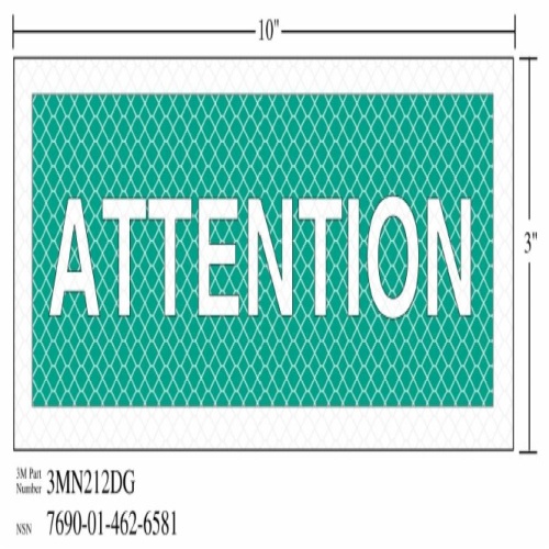 3M 7010389831 - 3M Diamond Grade™ Safety Sign 3MN212DG, "ATTENTION", 10 in x 3 in