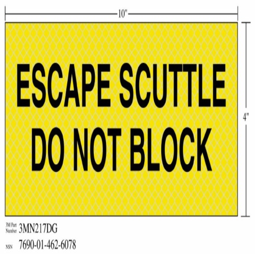 3M 7010389833 - 3M Diamond Grade™ Safety Sign 3MN217DG, "ESCAPE…BLOCK", 10 in x 4 in