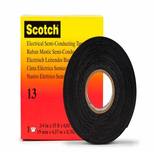 3M 7100017214 - 3M Scotch® Electrical Semi-Conducting Tape 13, 1 in x 15 ft, Printed, Black, 1 roll/carton