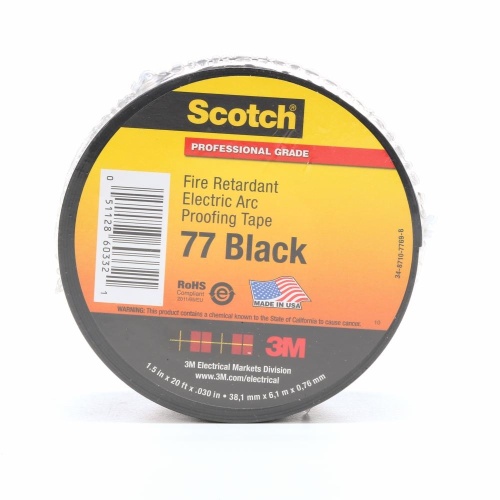 3M 7100080070 - 3M Scotch® Fire-Retardant Electric Arc Proofing Tape 77W, 1-1/2 in x 20 ft, White/Gray, 1 roll/carton