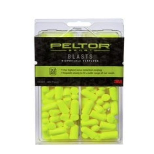 3M 7100088753 - 3M Peltor™ Sport Blasts™ Disposable Earplugs 97082-PEL80-6C, 80 ea/pk, Neon