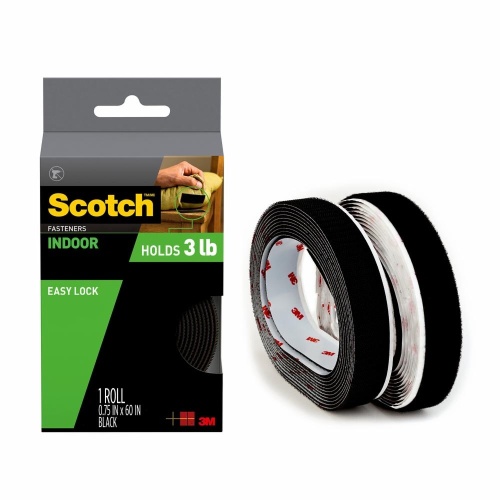 3M 7100104298 - 3M Scotch™ Indoor Fasteners RF4761, 3/4 in x 15 ft (19 mm x 4,57 m) Black 1,Set of Strips