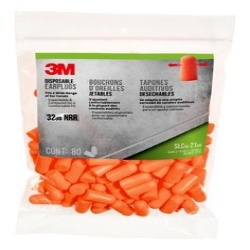 3M Disposable Earplugs 92800G80-DC, Orange, 80 pair/pack - 7100114969