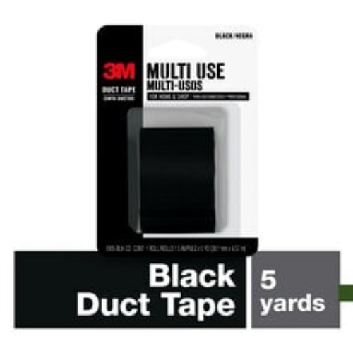 3M 7100145001 - 3M Black Duct Tape, 1005-BLK-CD, 1.5 in x 5 yd (38.1mm x 4.57m), 12/cs