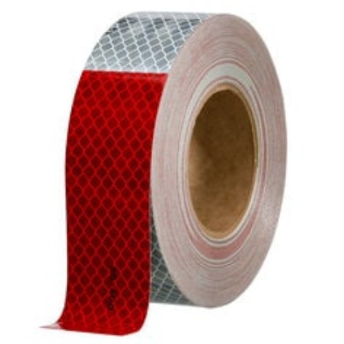 3M 7100150498 - 3M Flexible Prismatic Conspicuity Markings 913-326, Red/White, DOT, 2 in x 50 yd, kiss-cut every 12 in