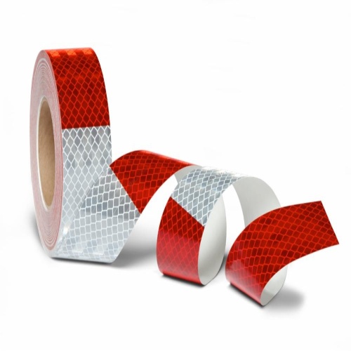3M 7100150538 - 3M Flexible Prismatic Conspicuity Markings 913-32, Red/White, DOT, 2 in x 50 yd, kiss-cut every 18 in