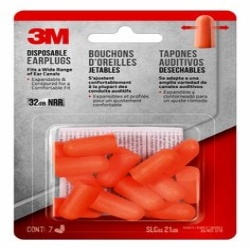 3M Disposable Earplugs, 92077H7-DC, 7 pairs/pack - 7100155188