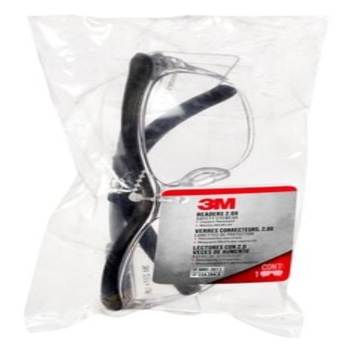 3M 7100166638 - 3M Readers Safety Glasses, 91192H1-C, +2.0 Blk Frm, Clr Lens
