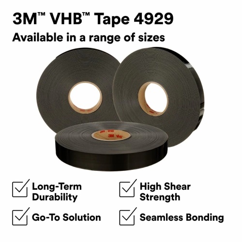 3M 7100172274 - 3M VHB™ Tape 4929, Black, 24 in x 72 yd, 25 mil