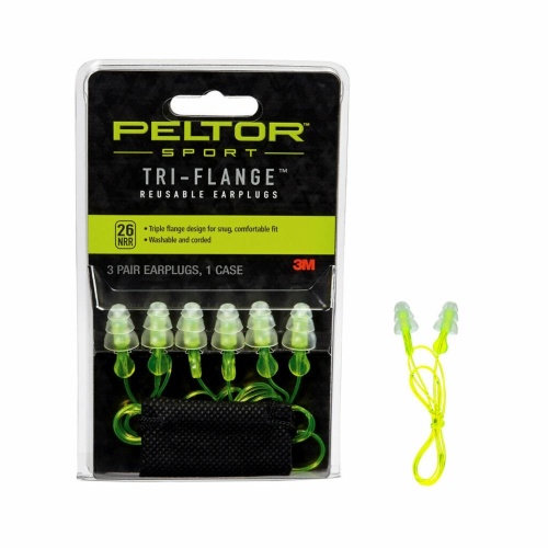 3M 7100173331 - 3M Peltor™ Sport Tri-Flange™ Corded Reusable Earplugs 97317-10DC, 3 Pair