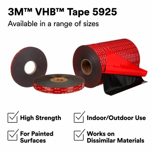 3M 7100175634 - 3M VHB™ Tape 5925, Black, 12 in x 36 yd, 25 mil