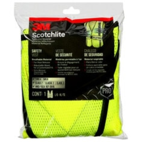3M 7100178483 - 3M Reflective Construction Safety Vest with 5 Point Tear Away, Class 2