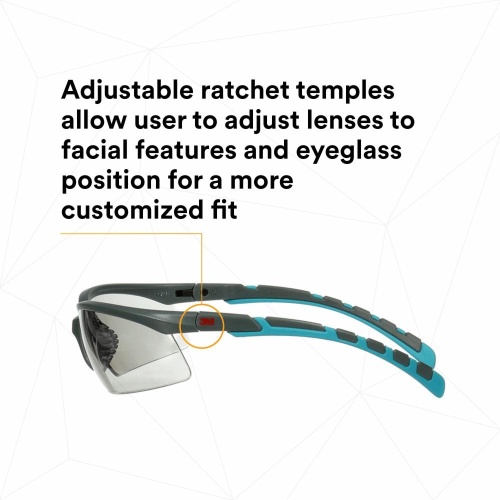 3M 7100203171 - 3M Solus™ 2000 Series, S2007SGAF-BGR, Gray/Blue-Green Temples, Scotchgard™ Anti-Fog Coating, I/O Gray AF-AS lens