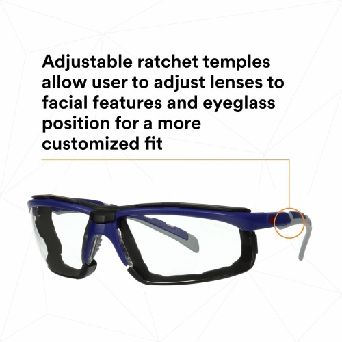3M 7100203183 - 3M Solus™ 2000 Series, S2001SGAF-BGR-F, Gray/Blue-Green Temples, Scotchgard™ Anti-Fog Coating, Clear AF-AS lens