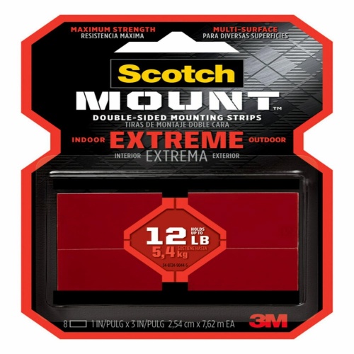 3M 7100216166 - 3M Scotch-Mount™ Extreme Double-Sided Mounting Strips 414H-ST, 1 in x 3 in (2,54 cm x 7,62 cm) EA, 8 Strips